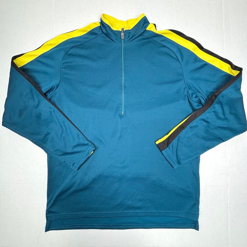 Pearl Izumi Cycling Pullover Top‎ Teal Yellow Black Long Sleeve Mens Large